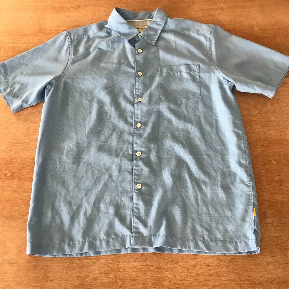 Quicksilver Waterman Collection Comfort Fit Shirt Men M Blue Plaid Button Up